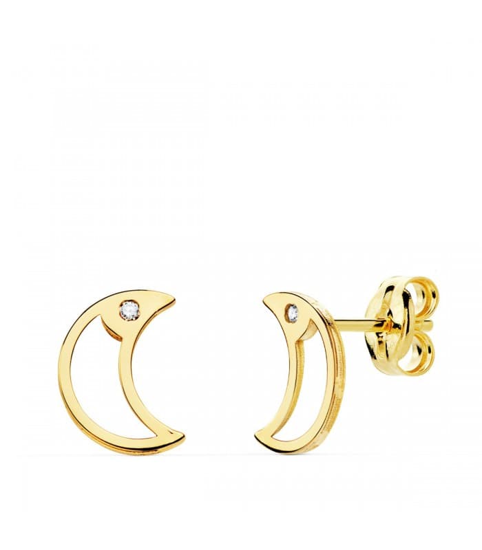 Ohrstecker mit Mondmotiv und Zirkonia | Ohrringe aus 750 Gold 21041 Mond