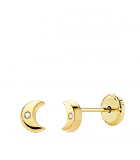Orecchini Alana oro 18kt Mezza luna 4,5mm, chiusura a vite, ideali bimba