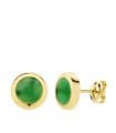 Pendientes Oro Amarillo 18K Lilo Piedra Verde