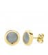 Pendientes Oro Amarillo 18K Lilo Piedra Azul gemas color chatón invitada de boda