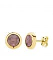 Pendientes Oro Amarillo 18K  Lilo Piedra Púrpura