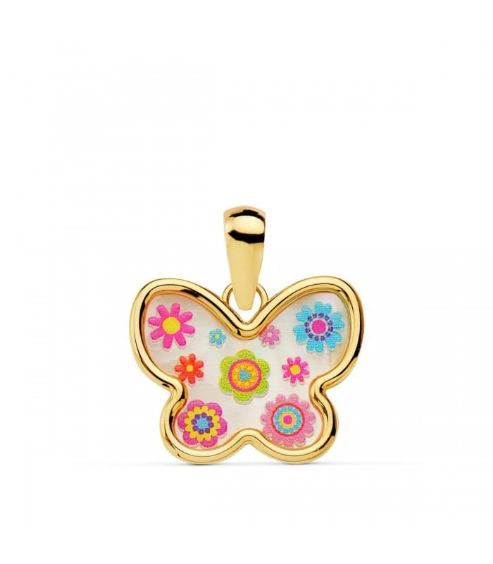 Colgante Niña Aloha Oro 18K Mariposa 14mm juego joyeria