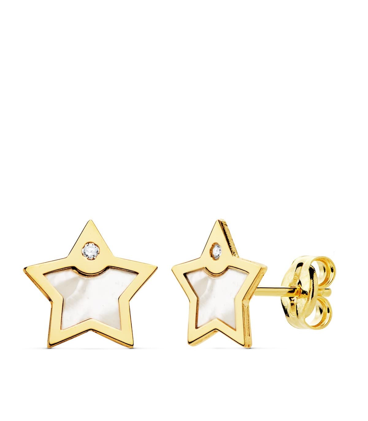Orecchini in oro giallo 18kt Stella madreperla - Orecchini a lobo Space