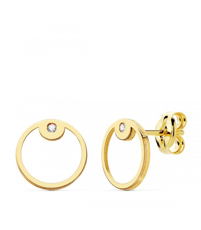 Pendientes Space Oro Amarillo 18K Círculo line minimal modernos joyas mujer online