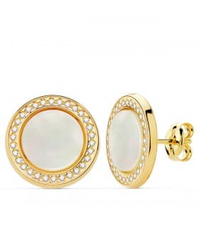 Orecchini tondi con madreperla - Judy oro giallo 18kt 12 mm | gioielli donna
