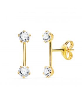 Pendientes Oro Amarillo 18K Spark & Bar trepadores mujer modernos brillantes