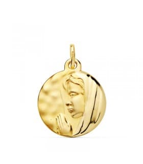 Medaglia preghiera Madonna Maria oro giallo 18kt 16 mm