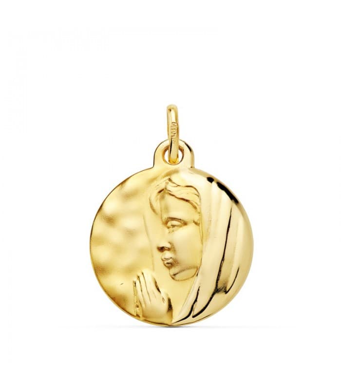 Medaglia preghiera Madonna Maria oro giallo 18kt 16 mm