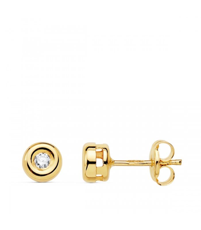 Pendientes chaton dormilona Delicia Diamantes 0.070 Qtes. Oro Amarillo 18K boda novia regalo joyas mujer
