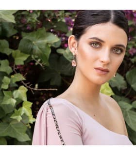 Pendientes Dakota Oro Amarillo 18K Piedra Rosa