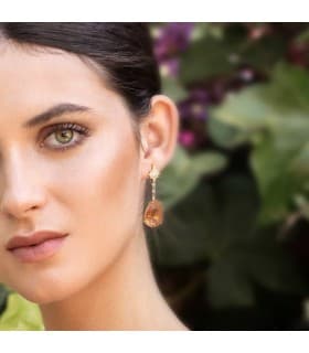 Pendientes Dakota Oro Amarillo 18K Piedra Champagne Joyas invitada de boda mujer
