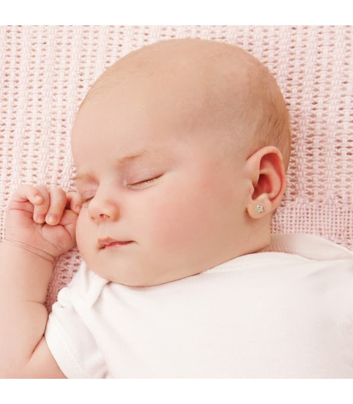 Clous d'oreilles Bébé Iria Or Bicolore 18K étoile 5mm