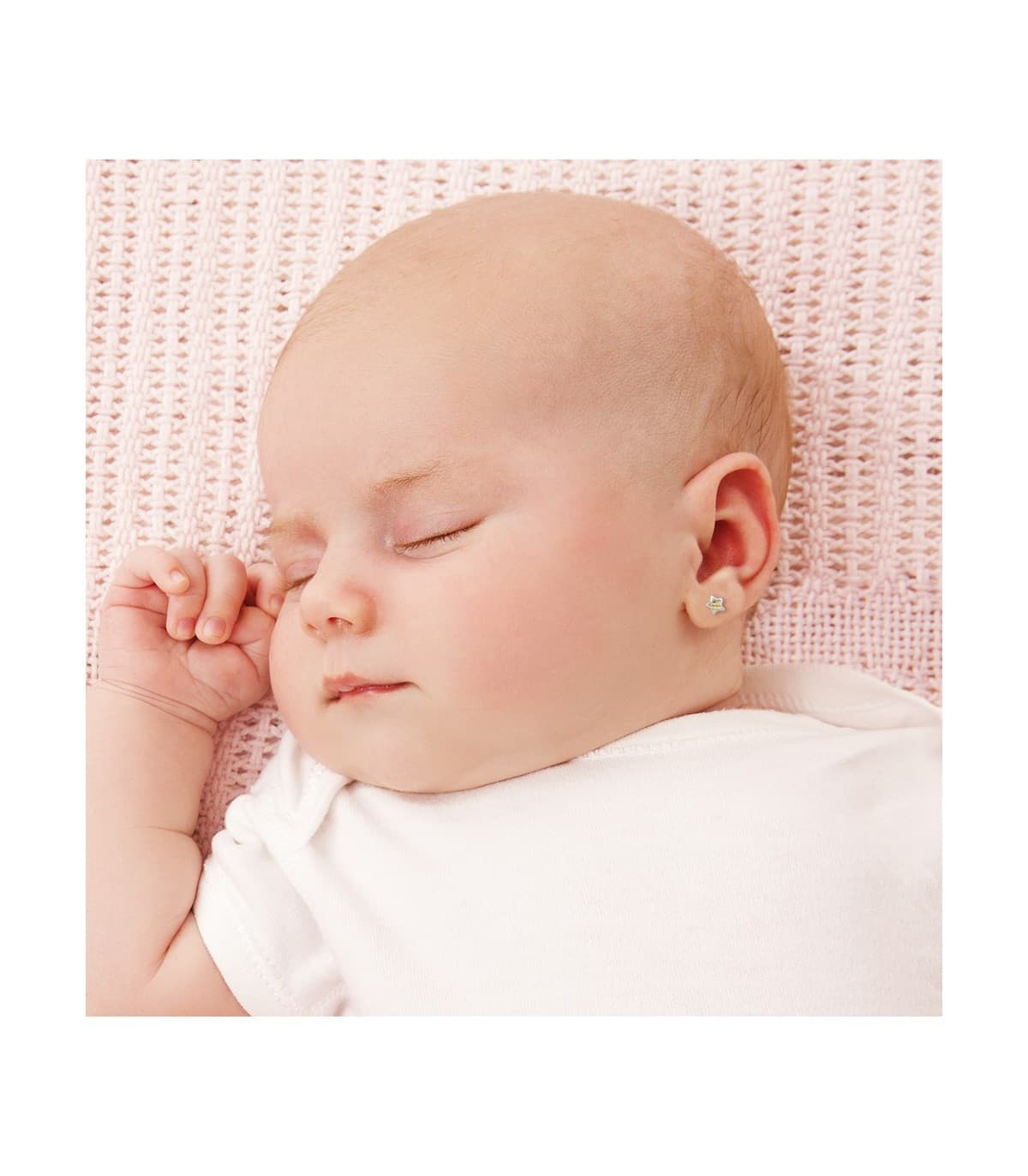 Clous d'oreilles Bébé Iria Or Bicolore 18K étoile 5mm