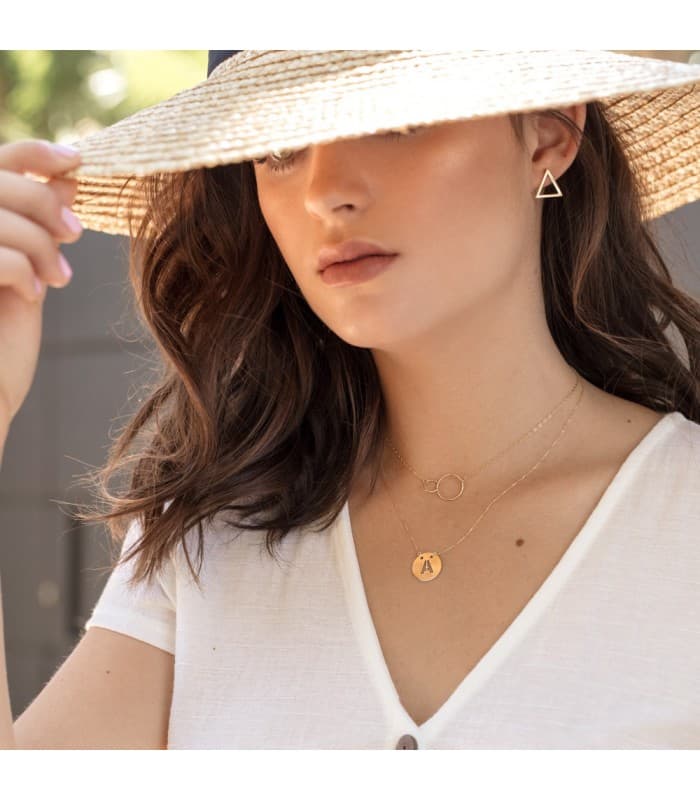 Collier femme personnalisé, lettre A initiale or 18k 42cm