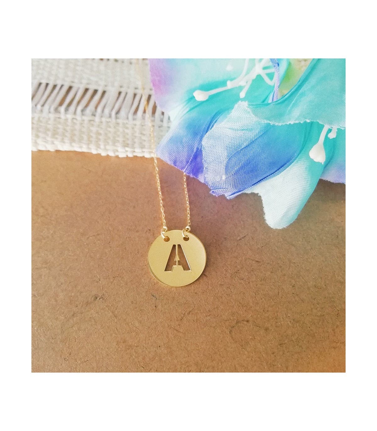 Collier personnalisé initiale A or jaune 18k 42cm