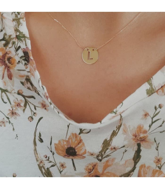 Collar letra L inicial oro amarillo 18k 42cm  gargantilla mujer nombre joyas personalizadas