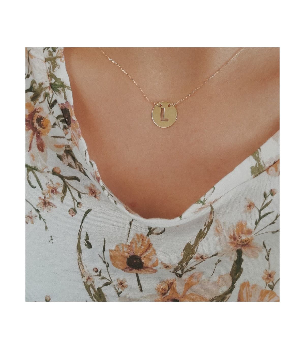 Collar letra L inicial oro amarillo 18k 42cm  gargantilla mujer nombre joyas personalizadas