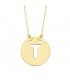 Collier lettre T initiale or jaune 18k 42cm
