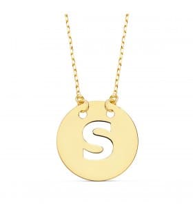 Collier lettre S initiale or jaune 18k 42cm cadeau anniversaire femme