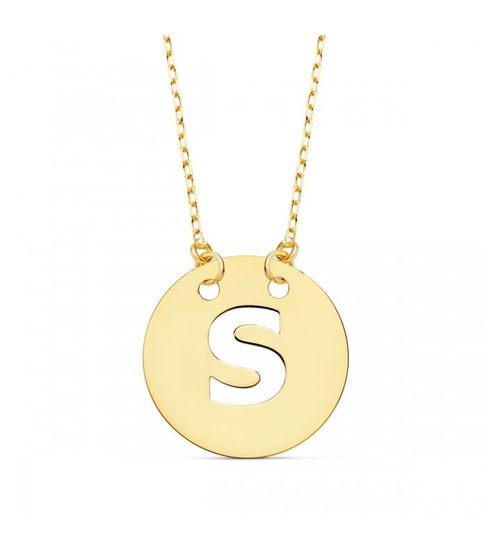 Collier lettre S initiale or jaune 18k 42cm cadeau anniversaire femme