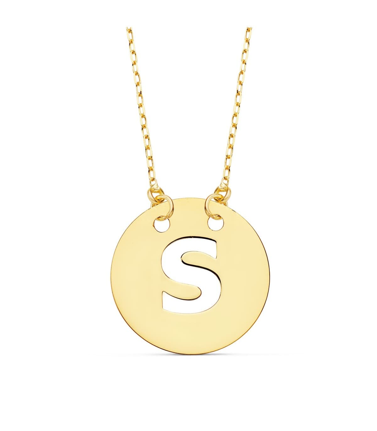 Collar letra S inicial oro amarillo 18k 42cm  gargantilla mujer nombre joyas personalizadas