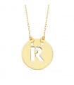 Collier lettre R initiale or jaune 18k 42cm