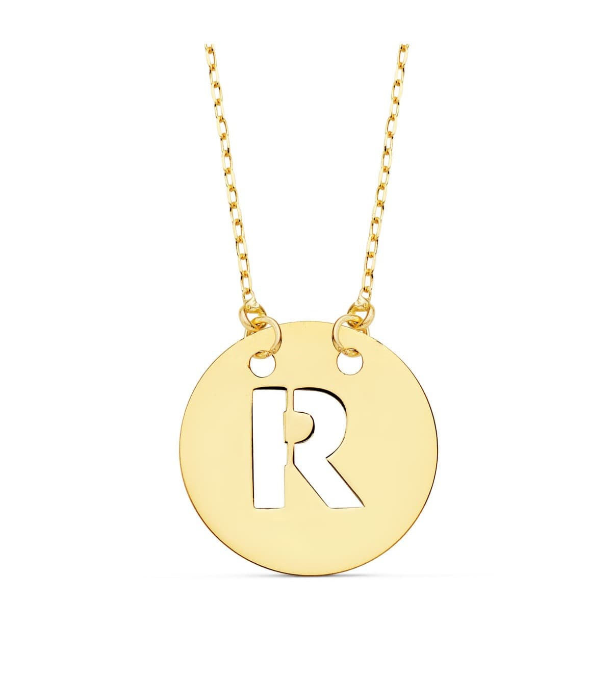 Collar letra R inicial oro amarillo 18k 42cm  gargantilla mujer nombre joyas personalizadas