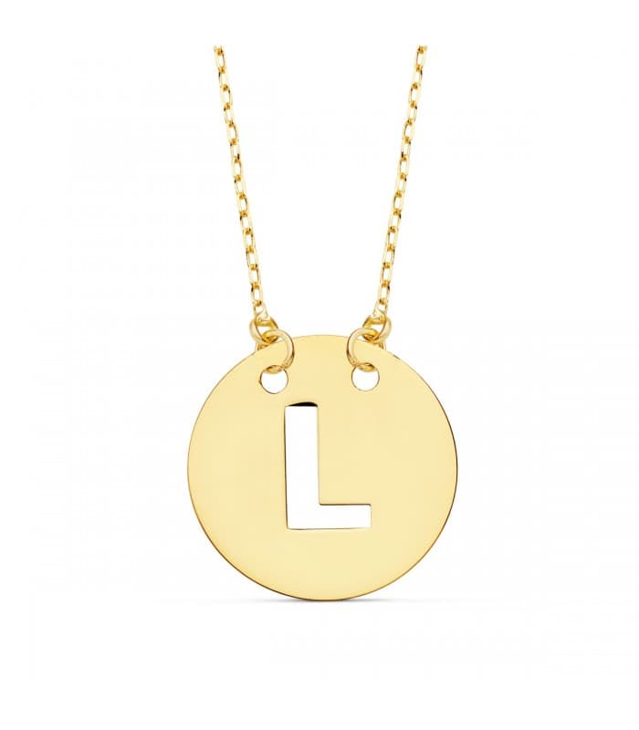 Collier lettre L initiale or jaune 18k 42cm