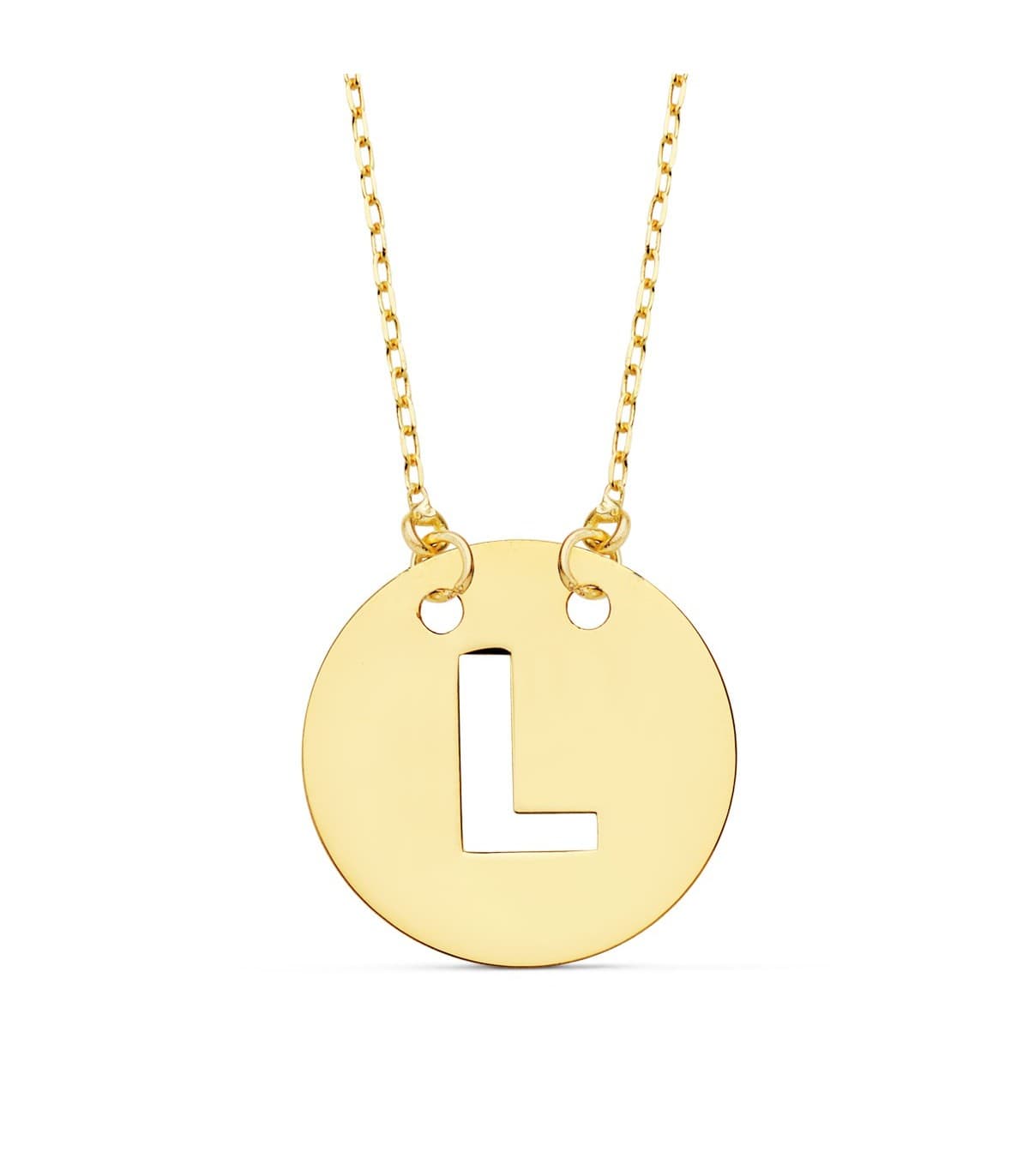 Collar letra L inicial oro amarillo 18k 42cm  gargantilla mujer nombre joyas personalizadas