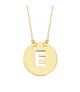 Collier lettre E initiale or jaune 18k 42cm