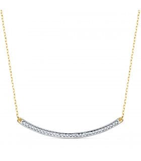 Collar barra | Gargantilla Spark Bar Oro Bicolor 18K 44 + 2cm | collares mujer piedras