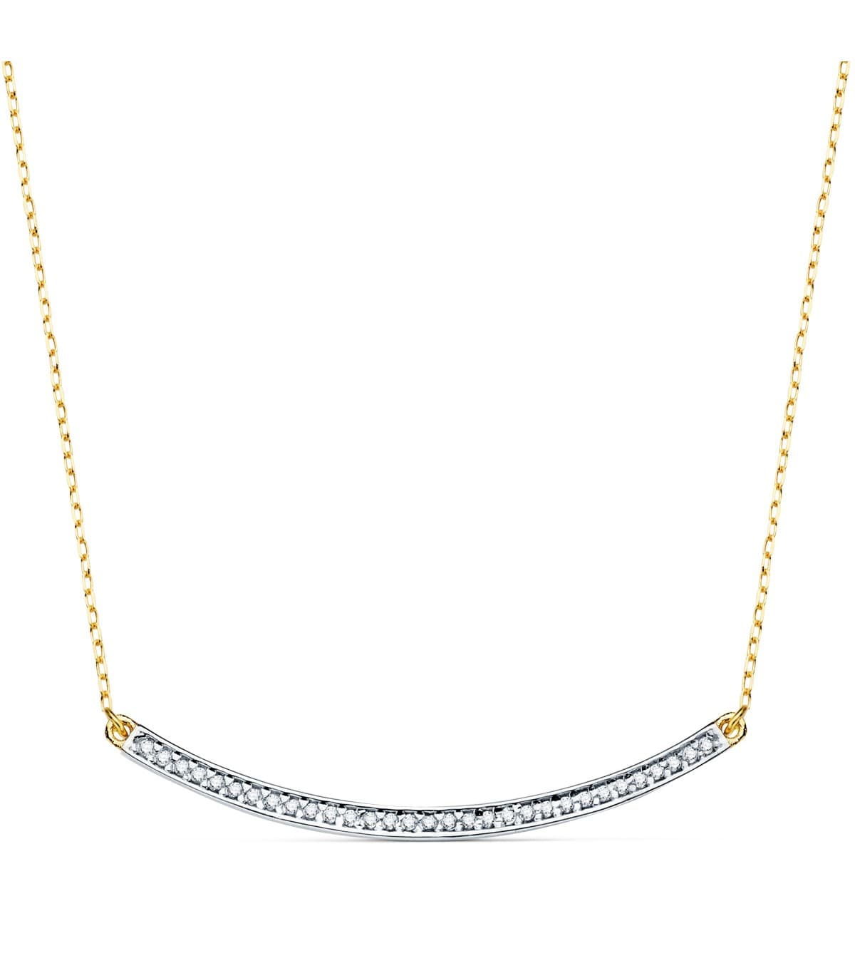 Collar barra | Gargantilla Spark Bar Oro Bicolor 18K 44 + 2cm | collares mujer piedras
