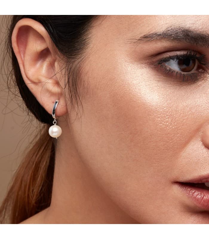 Boucles d'oreilles mariage Dame Corina Or Blanc 18K Perle de Culture