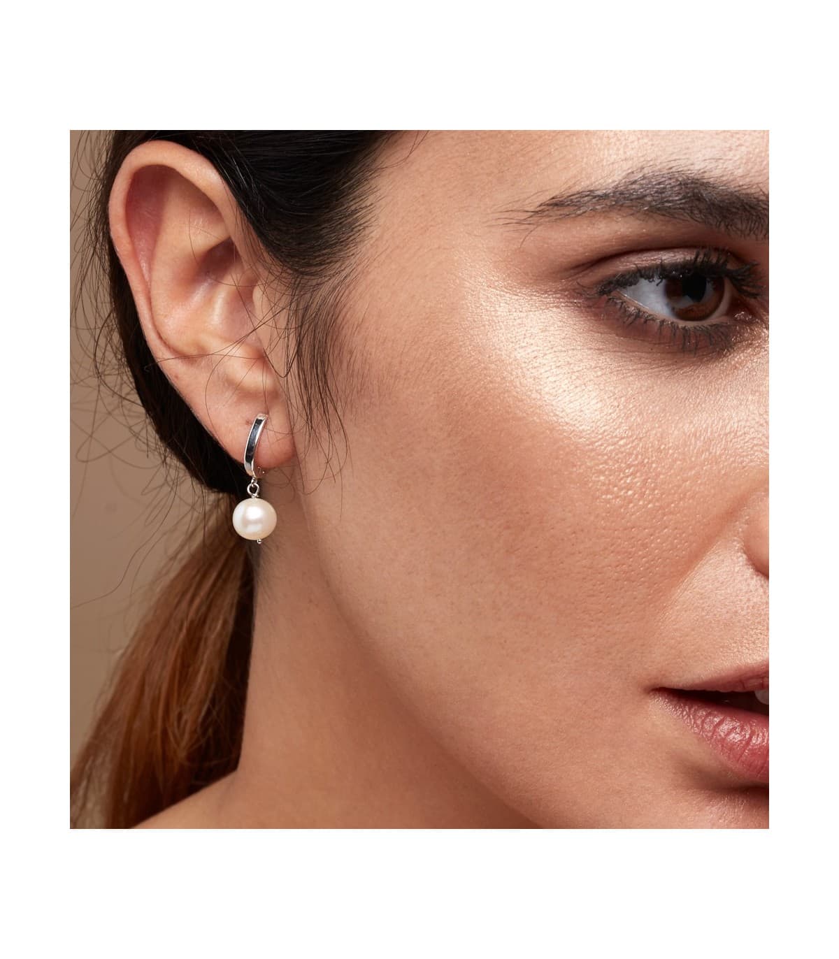 Boucles d'oreilles mariage Dame Corina Or Blanc 18K Perle de Culture