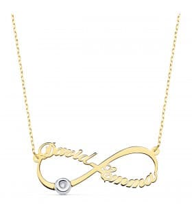 Collana personalizzata Infinito Oro 18Kt Nomi Diamante