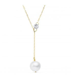 Gargantilla mujer Oro 18K Pearl & Diamond 0.015 Qtes