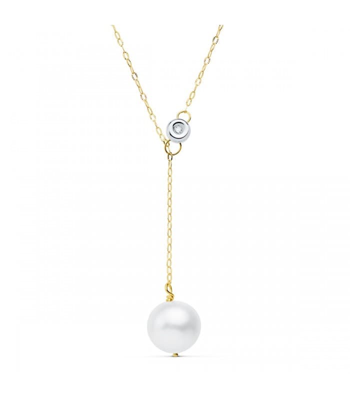 Gargantilla mujer Oro 18K Pearl & Diamond 0.015 Qtes