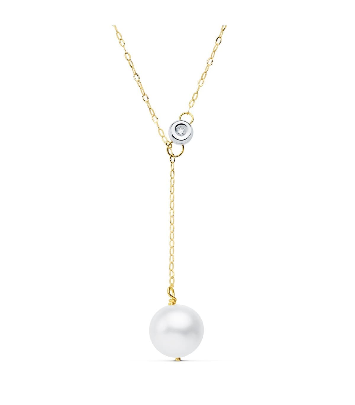 Collier femme Or 18K Pearl & Diamond 0.015 Ct.