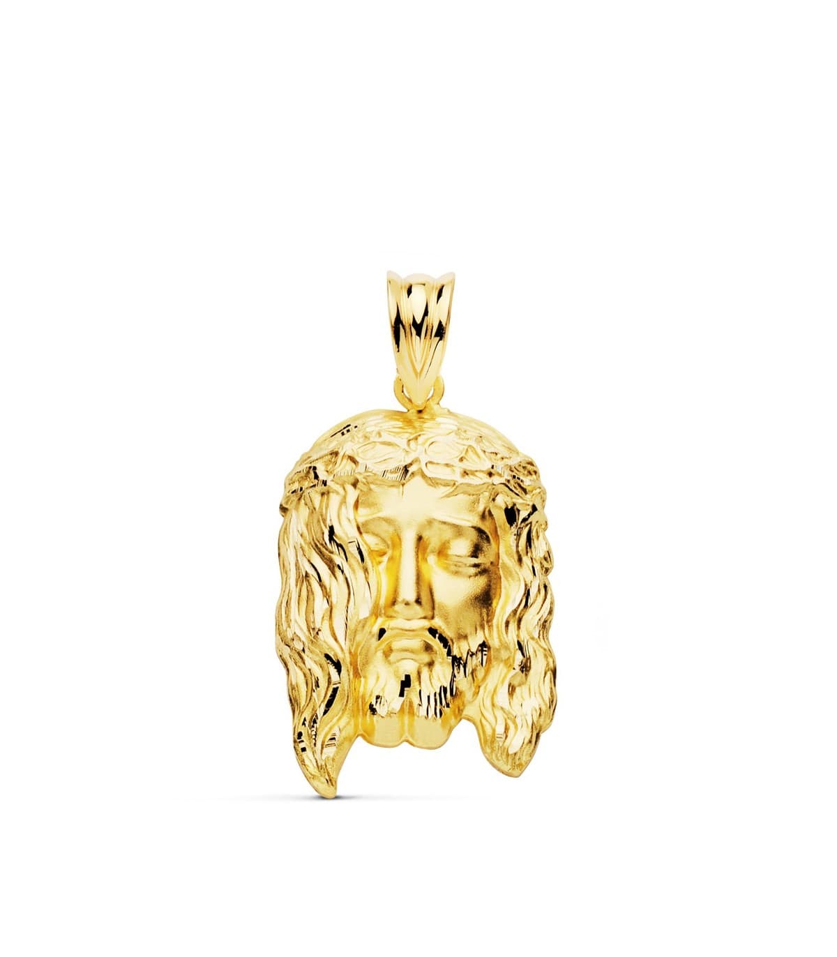 Colgante Cabeza Cristo Santo Rostro oro amarillo 18 kilates joyas medallas religiosas