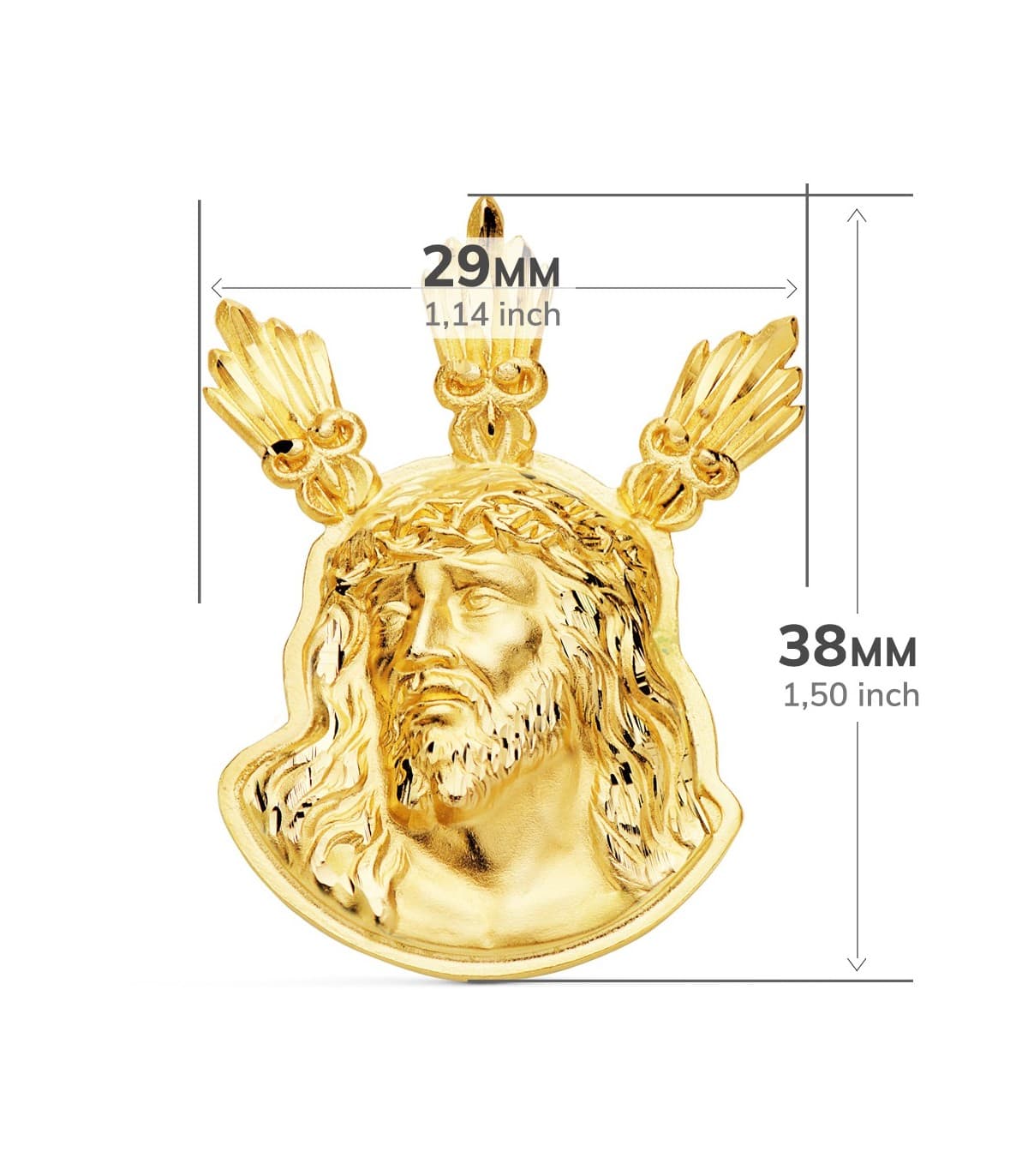 Pendentif Portrait Christ Puissances Or 18K 38mm