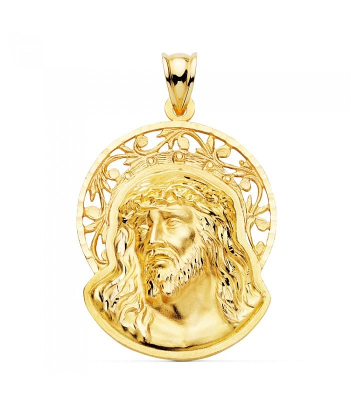 Colgante Cabeza Cristo Potencias Oro 18K 38mm