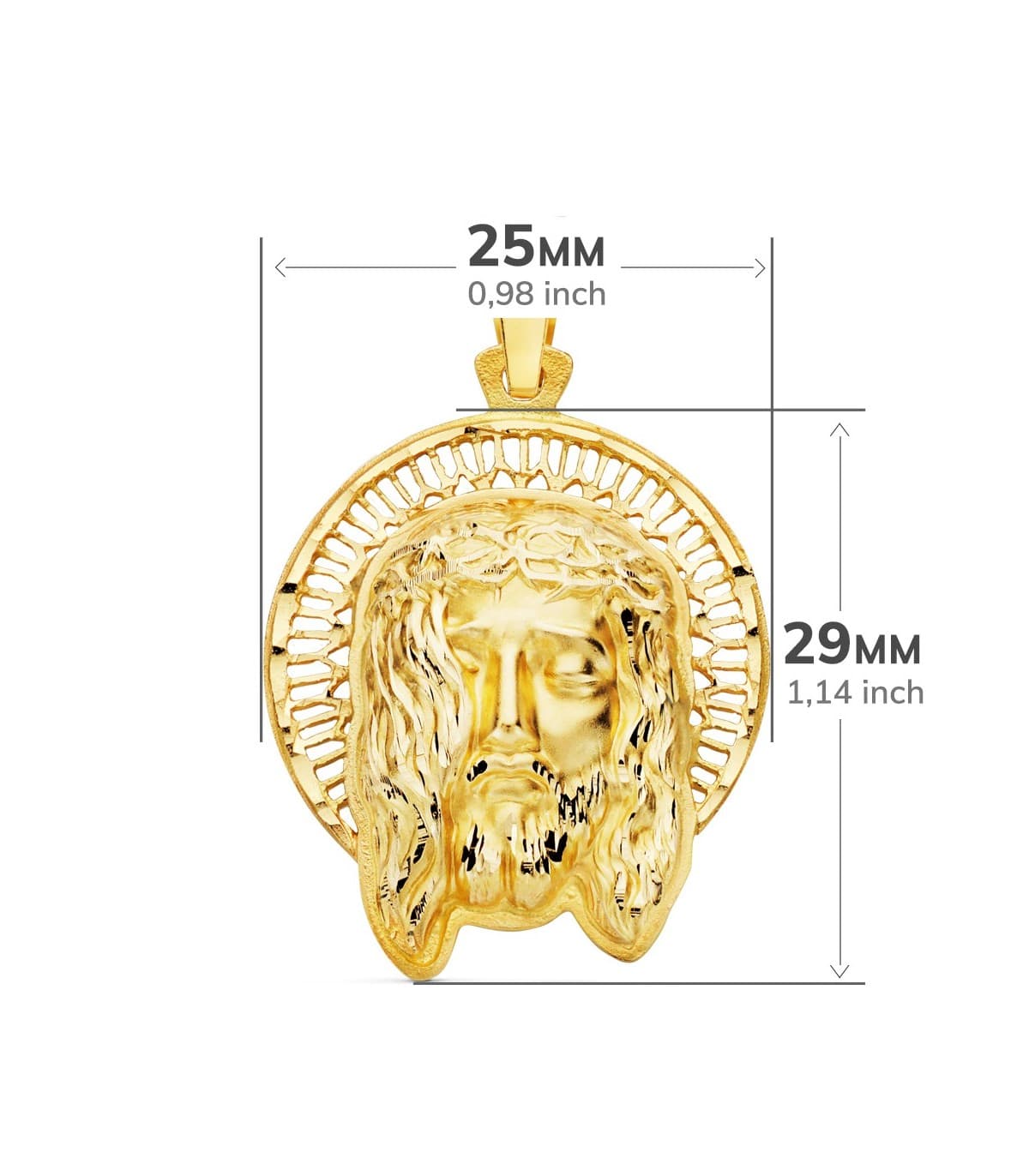 Colgante Rostro de Cristo Orla Oro 18 Kilates 29mm joya religiosa medalla personalizada