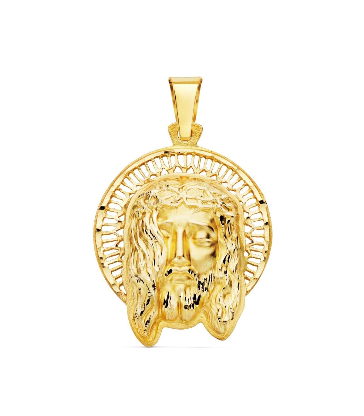 Colgante Rostro de Cristo Orla Oro 18 Kilates 29mm joya religiosa medalla personalizada