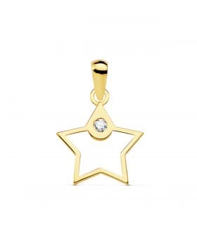 Ciondolo con motivo di stella - Modello Space Luna line in oro giallo 750 - Collane per ragazza o donna.