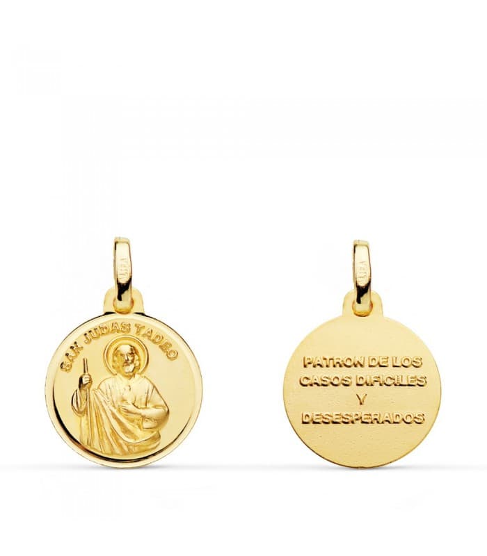 Médaille Saint Jude Thaddeus Or 18K 14 mm Biseauté