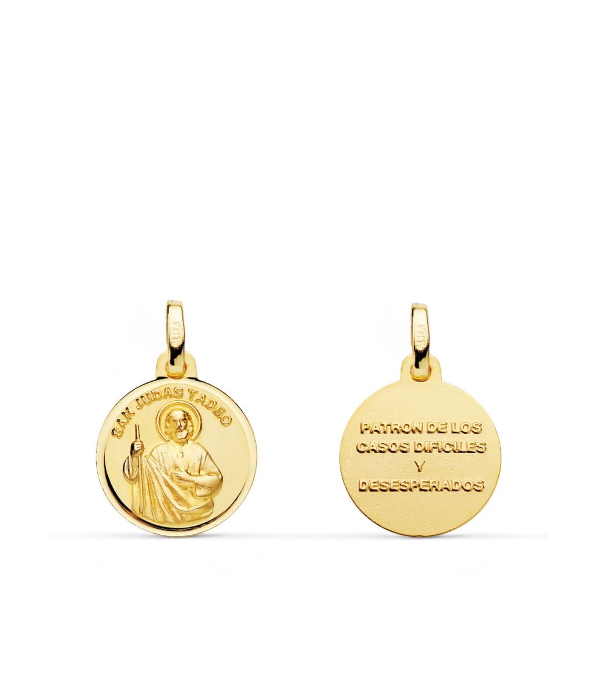 Médaille Saint Jude Thaddeus Or 18K 14 mm Biseauté
