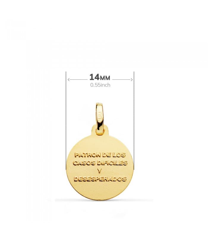 Medalla San Judas Tadeo Oro 18K 14mm joya religiosa santo oracion