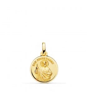 Medalla San Judas Tadeo Oro 18K 14mm joya religiosa santo oracion