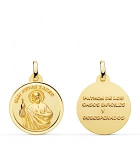 Medalla San Judas Tadeo Oro 18K 18mm santo devoción joyas religiosas catolicas santoral