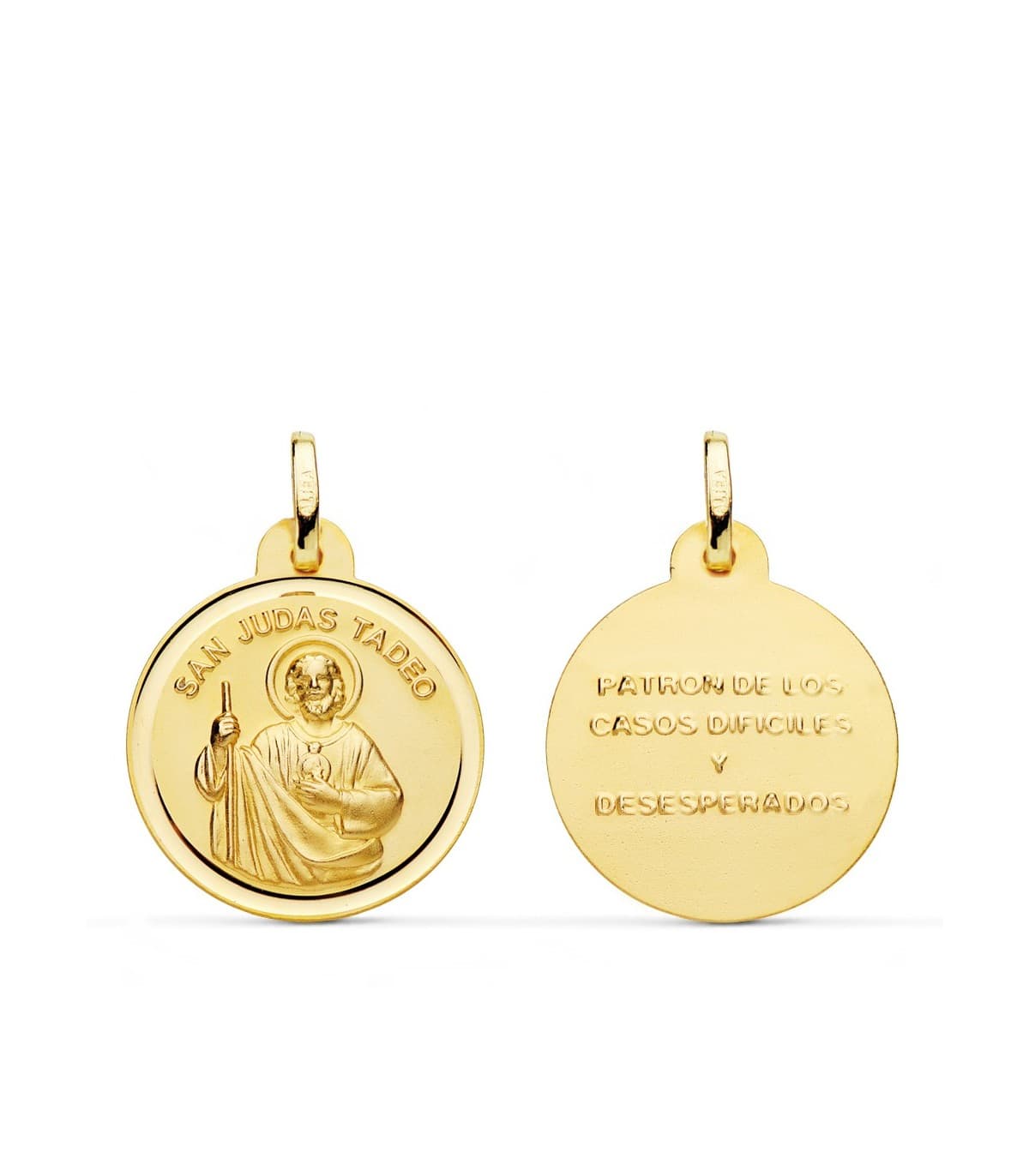 Medalla San Judas Tadeo Oro 18K 20mm joya religiosa santo devoción